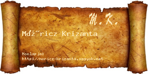 Móricz Krizanta névjegykártya